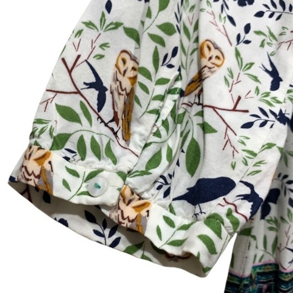 Maeve by Anthropologie Woodland Walk Owl Lightweight 3/4 Sleeve Buttondown, 0 - Picture 11 of 11